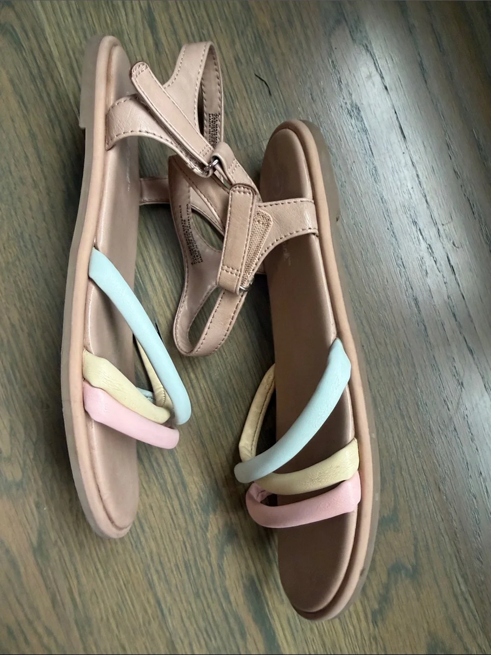 Cat & Jack Pink Blue Yellow Strappy Girls Sandals